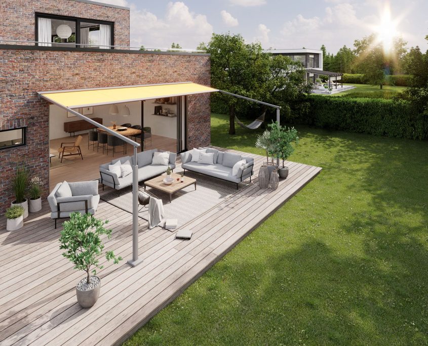 let-forlaenget-mx-pergola-compact-med-gul-dug-og-grat-stel-markisens-styreskinner-er-tydeligt-synlige