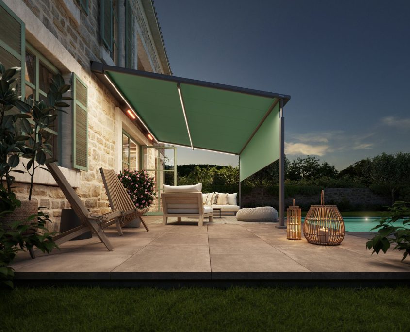 markilux-pergola-cubic-med-belysning-og-shadeplus-fincascene-om-natten