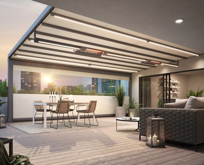 penthouse-terrasse-i-en-storby-ved-solnedgang-siddeomradet-pa-tagterrassen-er-daekket-af-en-markilux-pergola-stretch-udstyret-med-infr